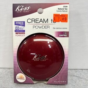 KISS Cream to Powder Foundation Oil Control CP03N Natural Tan *Discontinued* NIB